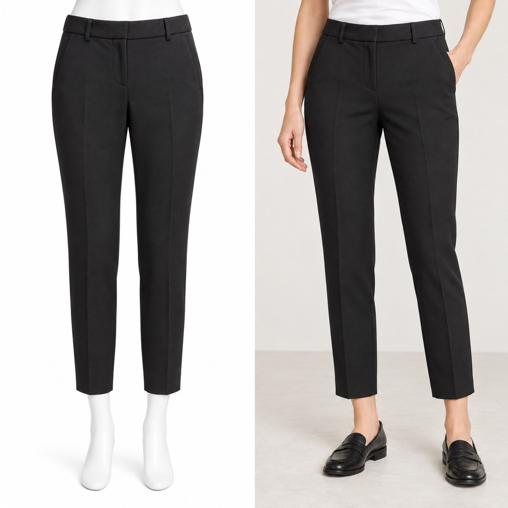 J.Crew Cameron Slim Pant Women 2 Black Ankle Length Career Workwear Style G8547